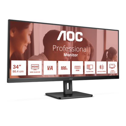 AOC MONITOR 34 LED VA WQHD 21:9 4MS 300 CDM, DP/HDMI [U34E2M]