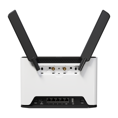 Mikrotik, Chateau LTE18 ax kit with Quad-Core IPQ-6010 1.8 GHz CPU, 1GB RAM, 1 x 2.5 Gigabit LAN, 4 x Gigabit LAN, two wireless interfaces (built-in 2.4Ghz 802.11ax two chain wireless, built-in 5Ghz 8 [S53UG+5HaxD2HaxD-TC&EG18-EA]