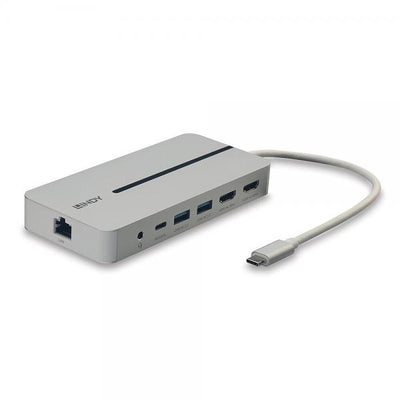 LINDY No. 43360 - DST-Mx Duo, Mini Docking Station per Laptop/MacBook USB-C con Supporto 4K su Doppio Display & Ricarica Pass-Through 100W [LIN-43360]