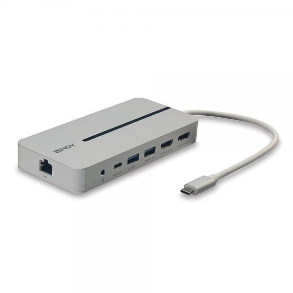 LINDY No. 43360 - DST-Mx Duo, Mini Docking Station per Laptop/MacBook USB-C con Supporto 4K su Doppio Display & Ricarica Pass-Through 100W [LIN-43360]