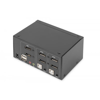 Digitus 4K KVM Switch - 3840 x 2160 Pixels - 2-Port -Dual Display - DisplayPort - Black [DS-12862]