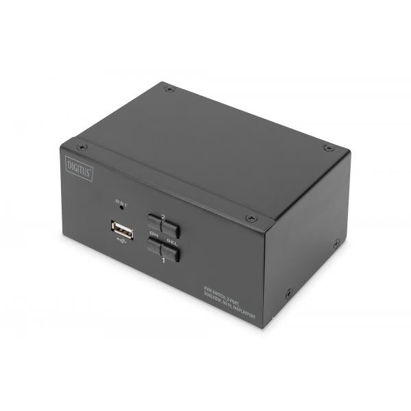 Digitus 4K KVM Switch - 3840 x 2160 Pixels - 2-Port -Dual Display - DisplayPort - Black [DS-12862]