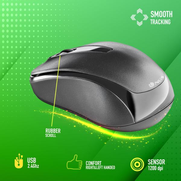 NGS MOUSE CON FILO 1200DPI WIRELESS CONNESS USB, NERO [EASYGAMMA]