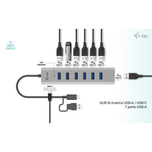 i-tec USB-C/USB-A Charging Metal HUB 7 Port [C31HUBMETAL703]