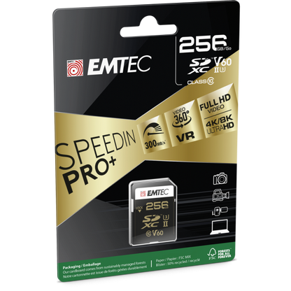 Emtec ECMSD256GUHS2V60 memoria flash 256 GB SDXC UHS-II Classe 2 [ECMSD256GUHS2V60]