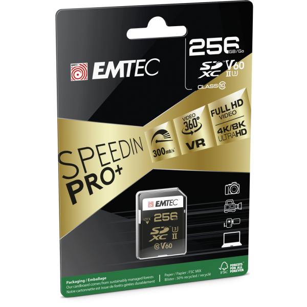 Emtec ECMSD256GUHS2V60 memoria flash 256 GB SDXC UHS-II Classe 2 [ECMSD256GUHS2V60]