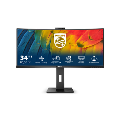 PHILIPS CURVED MONITOR 34 LED VA ULTRA WIDE 3440X1440 21:9 4MS 350 CDM, USB-C DOCK, WEBCAM, HIGH REG, MULTIMEDIA [34B1U5600CH]