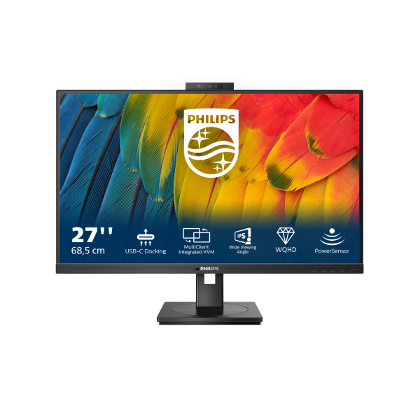 PHILIPS MONITOR 27 WLED IPS 16:9 QHD 4MS, DP/HDMI, USB-C DOCKING, WEBCAM, PIVOT, MULTIMEDIALE [27B1U5601H]