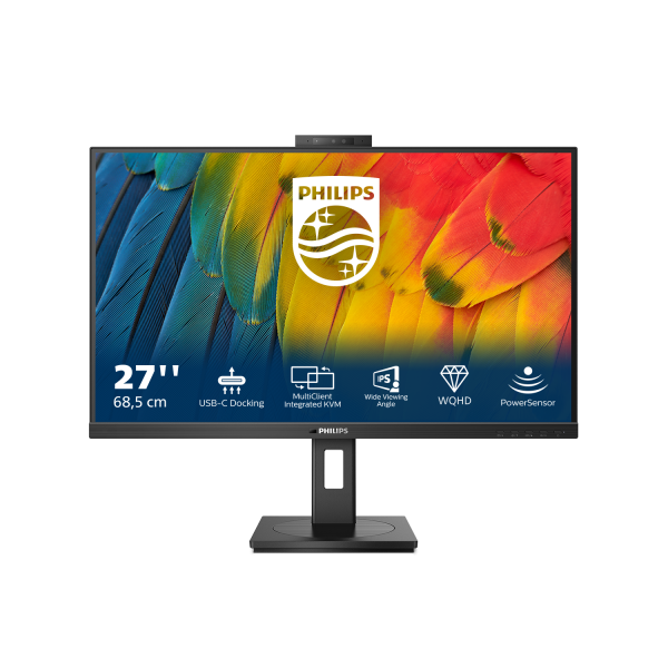 PHILIPS MONITOR 27 WLED IPS 16:9 QHD 4MS, DP/HDMI, USB-C DOCKING, WEBCAM, PIVOT, MULTIMEDIALE [27B1U5601H]