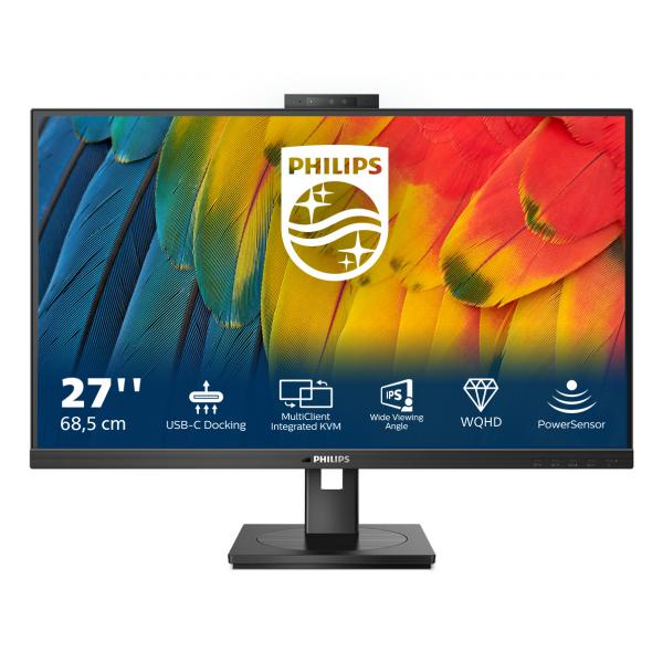 PHILIPS MONITOR 27 WLED IPS 16:9 QHD 4MS, DP/HDMI, USB-C DOCKING, WEBCAM, PIVOT, MULTIMEDIALE [27B1U5601H]