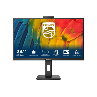 PHILIPS MONITOR 23,8 WLED IPS 16:9 FHD 4MS, DP/HDMI, USB-C DOCKING, WEBCAM, PIVOT, MULTIMEDIALE [24B1U5301H]
