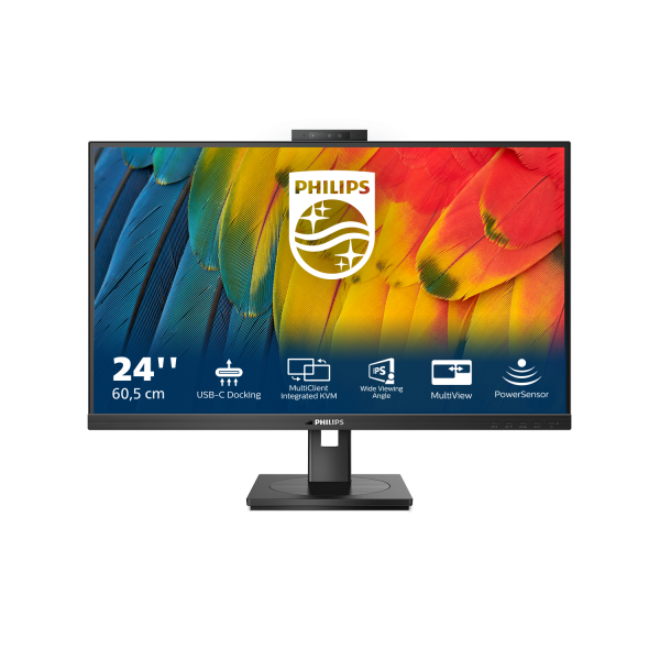Philips 5000 Series - 24 inch - Full HD IPS LED Monitor - 1920x1080 - USB-C Dock - Pivot / HAS / RJ45 / Webcam [24B1U5301H/00]
