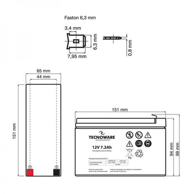 POWER BATTERY TECNOWARE 12V 7,2AH FASTON6,3 MM [EACPE12V7A2TWP]