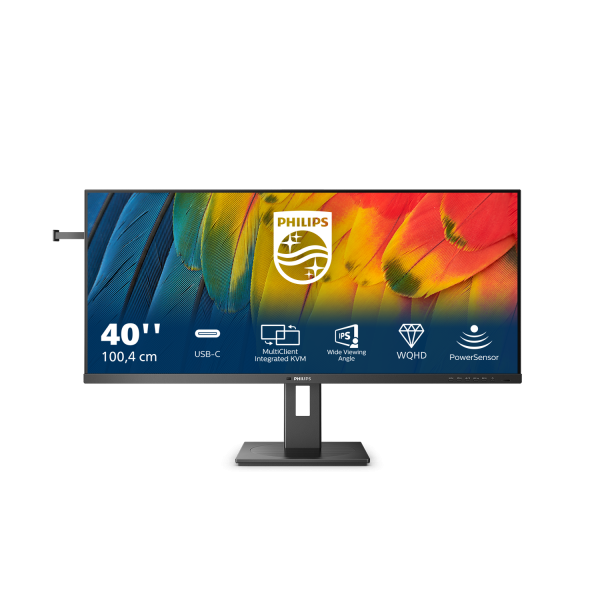 PHILIPS MONITOR 40 LED IPS 21:9 UWQHD 4MS 500CDM, PIVOT, USB-C DOCKING, DP/HDMI, MULTIMEDIALE [40B1U5600]