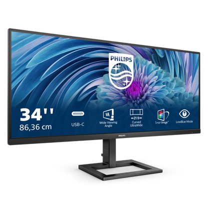 PHILIPS MONITOR 34 LED VA 21:9 WQHD 4MS 300 CDM, USB-C, ALTEZZA, DP/HDMI, MULTIMEDIALE [346E2LAE/00]