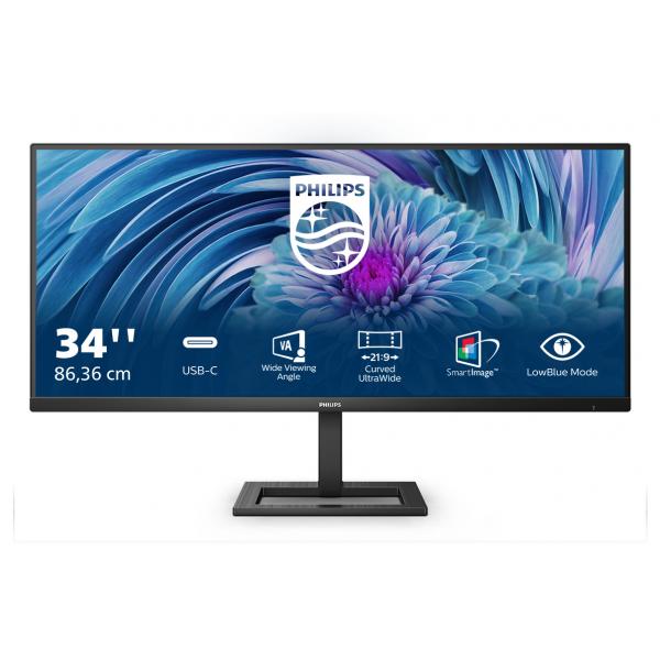 PHILIPS MONITOR 34 LED VA 21:9 WQHD 4MS 300 CDM, USB-C, ALTEZZA, DP/HDMI, MULTIMEDIALE [346E2LAE/00]