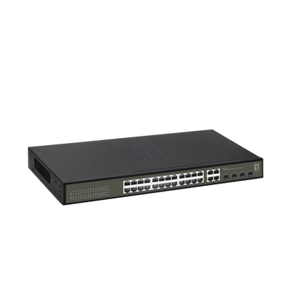 Level One Hilbert 28-Port Gigabit Smart Lite Switch- 24 x Gigabit RJ45- 4 x Gigabit SFP/RJ45 Combo [GES-2128]