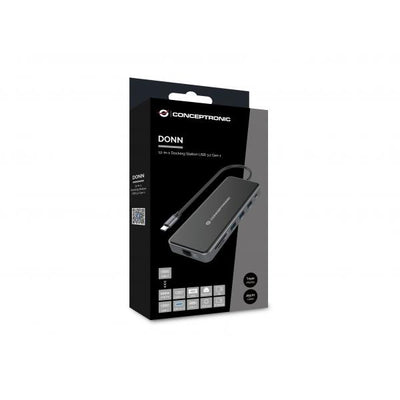 Conceptronic 12-in-1 Docking Station USB 3.2 Gen 1 - MST - HDMI x 2 - VGA - USB-C Data - USB 3.0 x 2 - USB 2.0 - SD - TF/MicroSD - Audio - Gb [DONN15G]