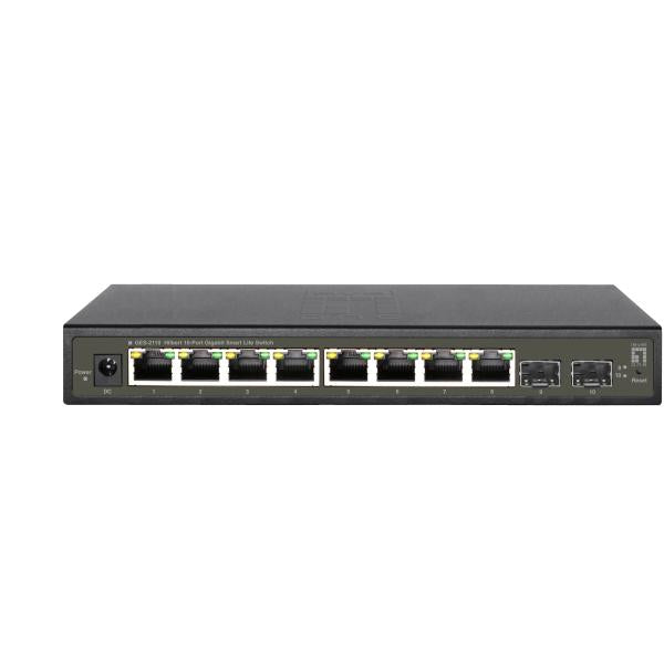 Level One Hilbert 10-Port Gigabit Smart Lite Switch- 8 x Gigabit RJ45- 2 x Gigabit SFP [GES-2110]