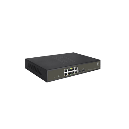 Level One Hilbert 10-Port Gigabit PoE Smart Lite Switch - 8 PoE Outputs - 2 x Gigabit SFP - 802.3at/af PoE - 130W PoE Power Budget [GES-2110P]