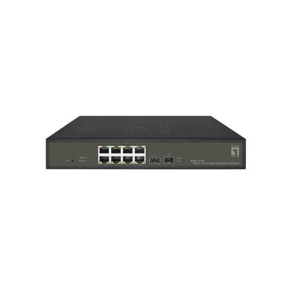 Level One Hilbert 10-Port Gigabit PoE Smart Lite Switch - 8 PoE Outputs - 2 x Gigabit SFP - 802.3at/af PoE - 130W PoE Power Budget [GES-2110P]