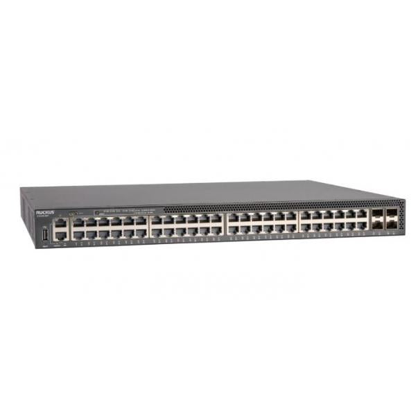 Ruckus Networks ICX 8200 Switch, 4810/100/1000 Mbps PoE+ ports, 425 GbE SFP28 stacking/uplink-ports, 740 W PoE budget, three-year remote TAC support. Power cord not included. TAA [ICX8200-48PF]