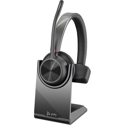 Hp Poly Voyager 4310 UC Monaural Headset +BT700 USB-A Adapter +Charging Stand [77Y92AA]