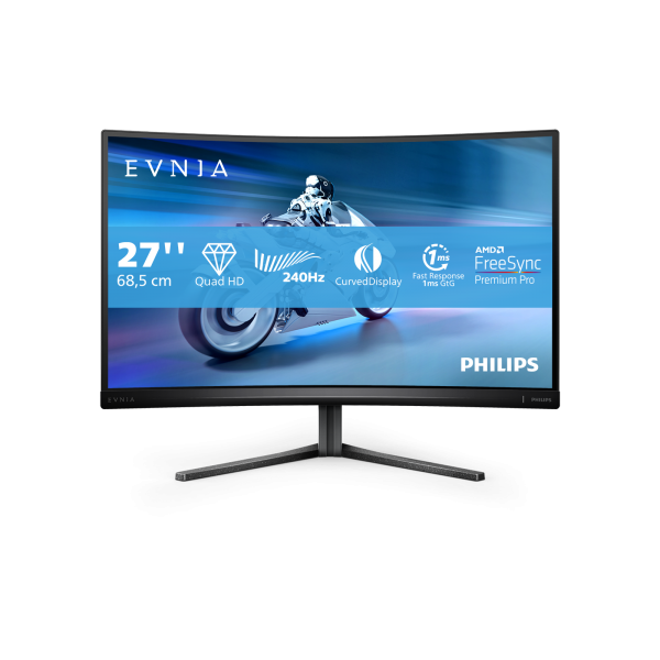 PHILIPS MONITOR GAMING CURVO 27 LED VA 16:9 QHD 1MS 400 CDM 240HZ, ALTEZZA DP/HDMI [27M2C5500W]
