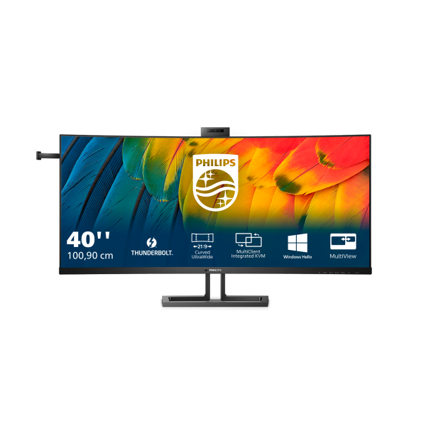 Philips 6000 Series - 40 inch - Curved - 5K Ultra HD IPS LED Monitor - 5120x2160 - HAS / RJ45 / USB-C / Webcam [40B1U6903CH/00]