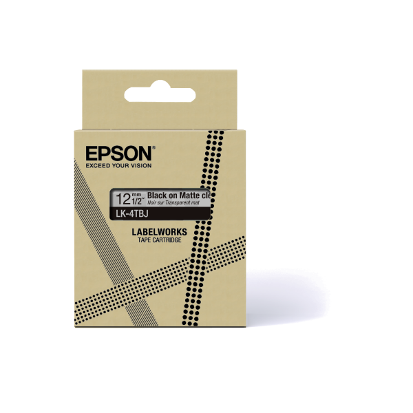 Epson Matte Tape  Clear/Black 12mm(8m)  LK-4TBJ [C53S672065]