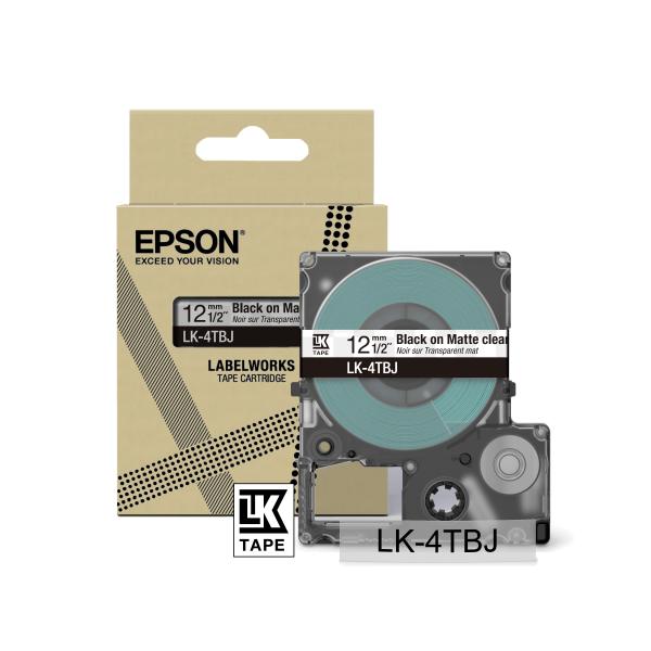 Epson Matte Tape  Clear/Black 12mm(8m)  LK-4TBJ [C53S672065]