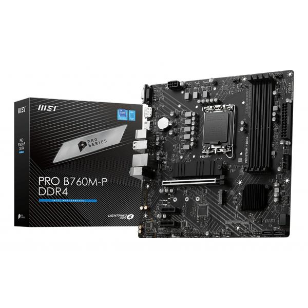 MSI MB B760, PRO B760M-P DDR4, LGA 1700, 4DDR4, 1PCI-Ex16, 2PCI-Ex1, 2M.2, 4SATA3, MATX [PRO B760M-P DDR4]