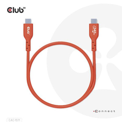 CLUB3D CAVO USB2 TYPE-C BI-DIRECTIONAL USB-IF CERTIFIED CABLE DATA 480MB PD 240W(48V/5A) EPR M/M 1M [CAC-1511]