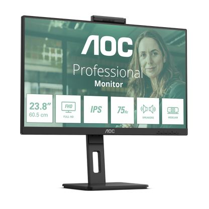 AOC MONITOR 23,8 LED IPS FHD 16:9 4MS 300 CDM, WEBCAM, PIVOT, DP/HDMI, MULTIMEDIALE [24P3QW]