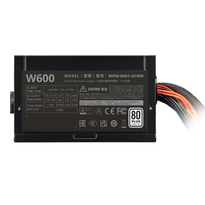 Cooler Master Elite NEX White 230V 600 alimentatore per computer 600 W 24-pin ATX ATX Nero [MPW-6001-ACBW-BEU]