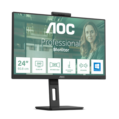 AOC MONITOR 23,8 LED IPS FHD 16:9 4MS 300 CDM, WEBCAM, USB-C, PIVOT, DP/HDMI, MULTIMEDIALE [24P3CW]