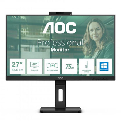 AOC MONITOR 27 LED IPS QHD 16:9 4MS 350 CDM, WEBCAM, USB-C, PIVOT, DP/2HDMI, MULTIMEDIALE [Q27P3CW]
