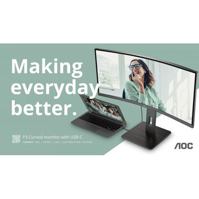 AOC MONITOR CURVO 34 LED VA WQHD 21:9 4MS 300 CDM, REG ALTEZZA, USB-C, DP/HDMI, MULTIMEDIALE [CU34P3CV]