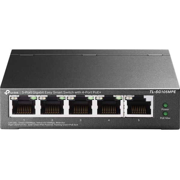 TP-Link TL-SG105MPE switch di rete L2 Gigabit Ethernet (10/100/1000) Supporto Power over Ethernet (PoE) Nero [TL-SG105MPE]