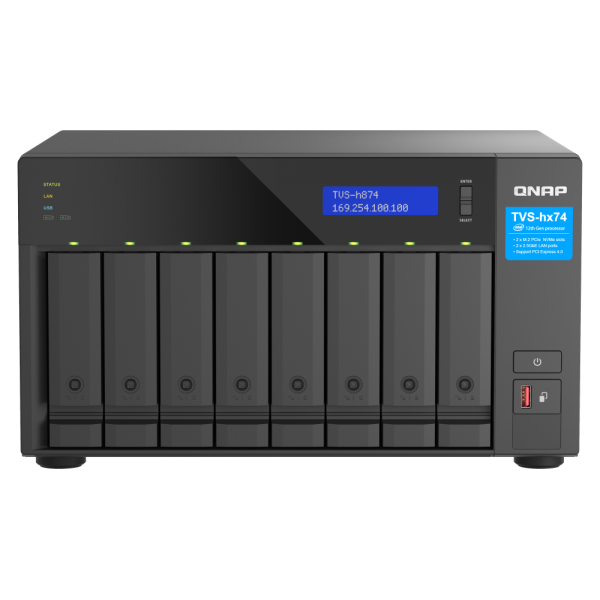 QNAP TVS-h874X NAS Tower Intel Core i9 64 GB DDR4 0 TB QuTS hero Nero [TVS-H874X-I9-64G]