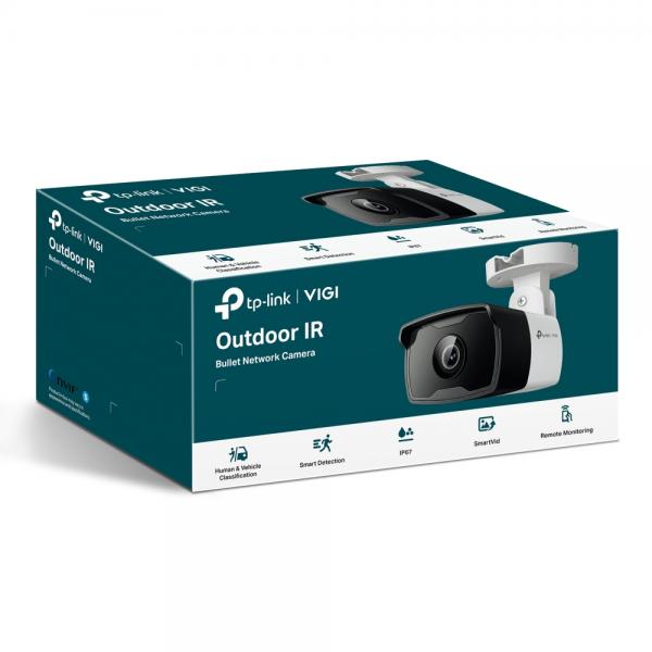 TP-Link - 2MP Outdoor Bullet Network Camera SPEC: H.265+/H.265/H.264+/H.264, 1/3" Progressive Scan CMOS, Color/0.01 Lux@F2.0, 0 Lux with IR, 25fps/30fps (1920x1080,1280x960, 1280x720), PoE, 6 mm Fixe [VIGIC320I(6mm)]