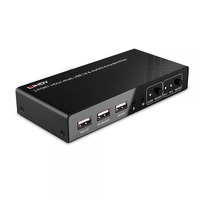 LINDY No. 32809 - Switch KVM HDMI 4K60, USB 2.0 & Audio, 2 Porte [LIN-32809]