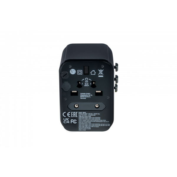 VERBATIM ADATTATORE UNIVERSALE DA VIAGGIO TRAVEL ADAPTER UTA-03 PD30W QC 2XUSB 2XTYPE-C [49545]
