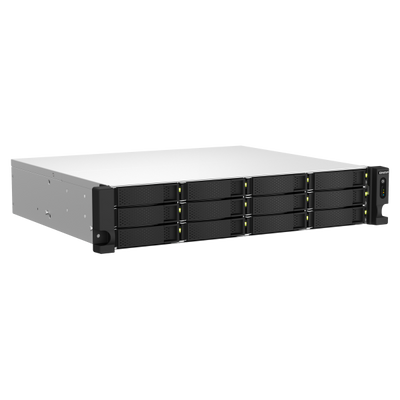 QNAP TS-1264U-RP NAS Armadio (2U) Intel Celeron 8 GB DDR4 0 TB QNAP QTS Alluminio, Nero [TS-1264U-RP-8G]