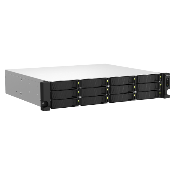 QNAP TS-1264U-RP NAS Armadio (2U) Intel Celeron 8 GB DDR4 0 TB QNAP QTS Alluminio, Nero [TS-1264U-RP-8G]
