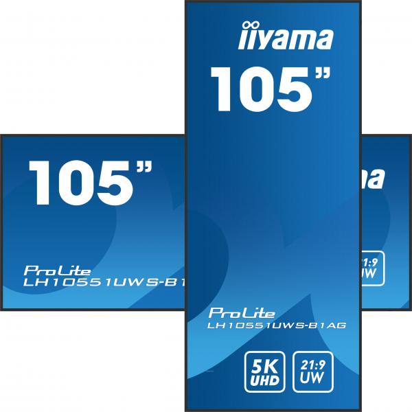 iiyama LH10551UWS-B1AG visualizzatore di messaggi Pannello piatto per segnaletica digitale 2,66 m (104.7") LED 500 cd/m UltraWide Full HD Nero 24/7 [LH10551UWS-B1AG]