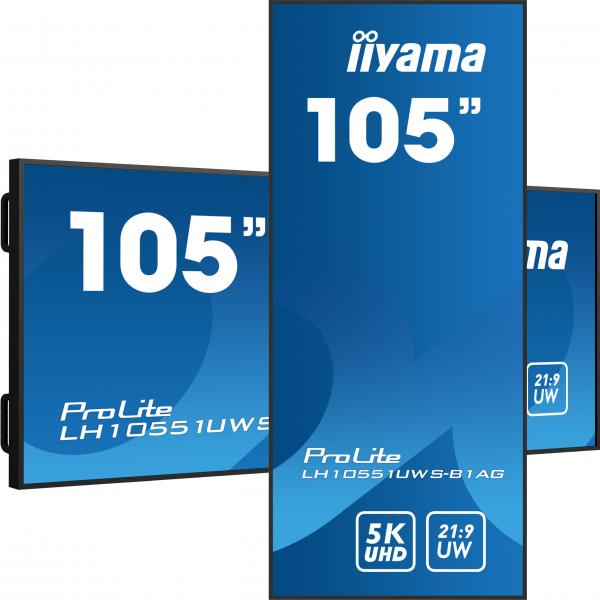 iiyama LH10551UWS-B1AG visualizzatore di messaggi Pannello piatto per segnaletica digitale 2,66 m (104.7") LED 500 cd/m UltraWide Full HD Nero 24/7 [LH10551UWS-B1AG]