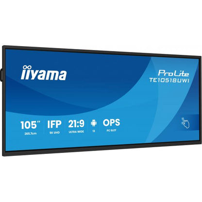 iiyama PROLITE Pannello A digitale 2,67 m (105") LED Wi-Fi 450 cd/m 5K Ultra HD Nero Touch screen Processore integrato Android 24/7 [TE10518UWI-B1AG]