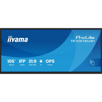 iiyama PROLITE Pannello A digitale 2,67 m (105") LED Wi-Fi 450 cd/m 5K Ultra HD Nero Touch screen Processore integrato Android 24/7 [TE10518UWI-B1AG]