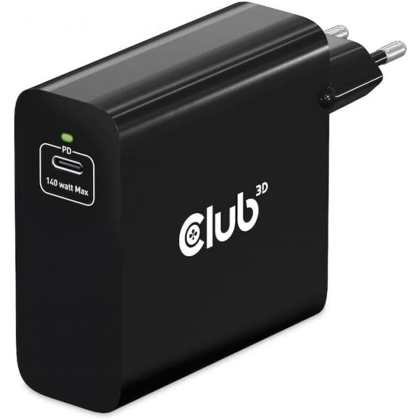 CLUB3D TRAVEL CHARGER 140 WATT GaN TECHNOLOGY SINGLE PORT USB TYPE-C POWER DELIVERY(PD) 3.1 SUPPORT [CAC-1914EU]
